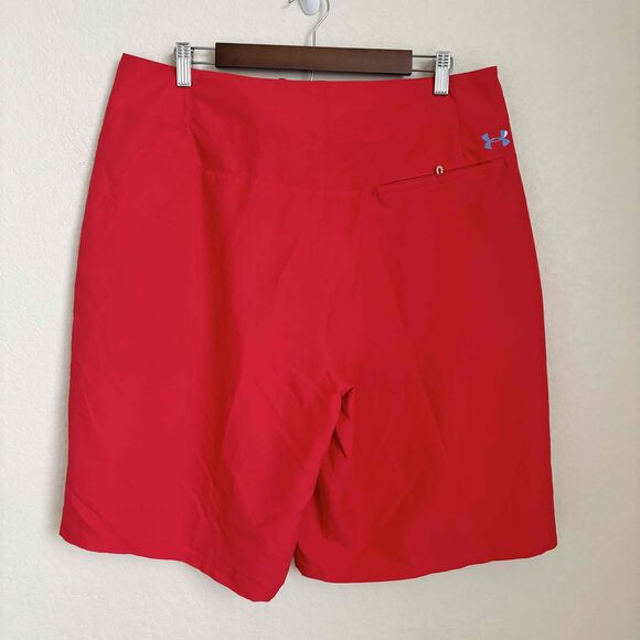 Under Armour Heatgear Mens Red Drawstring Logo Boardshorts Size 38 Summer Casual - Picture 6 of 10
